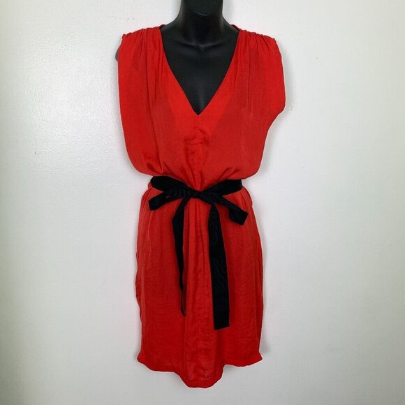 Zara Red Sleeveless Belted Mini Dress - Picture 2 of 7